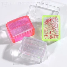 Floresan lazer silikon tırnak Stamper dikdörtgen jöle kazıyıcı ile temizle kolu damgalama aracı manikür tırnak sanat Stamper kiti(China)