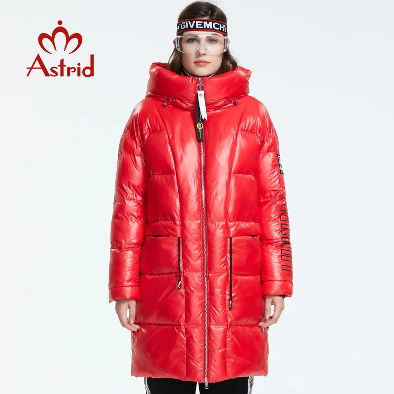 Astrid Зима новое поступление женский пуховик красный топ цвет с капюшоном пуховик на молнии длинная зимная куртка для женщина AR-3003