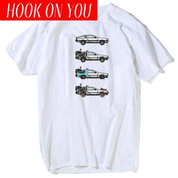 

Unique Harajuku Time Travel design men's t shirts man Back to the Future Delorean x 4 funny men t shirt women tshirts top tee