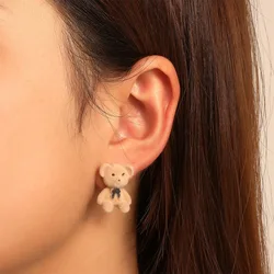 European and American Trend Bear Earrings Earrings, Silver Needle Plush Rabbits, Cat Earrings, Cartoon Earrings
