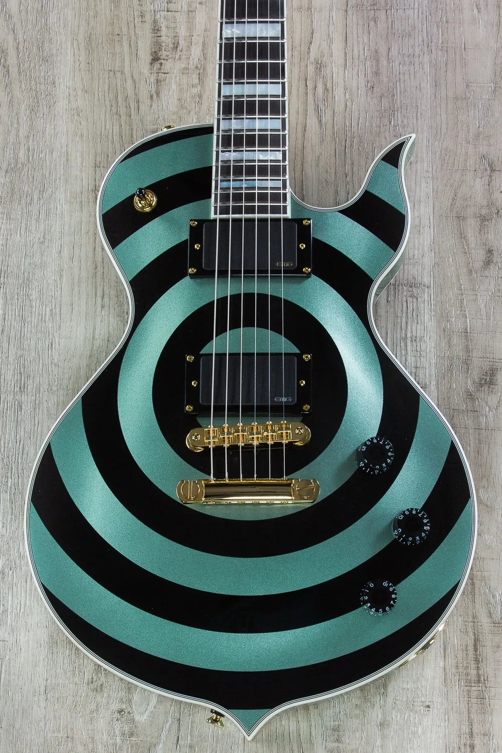 Wylde аудио Odin Grail Gangrene металлик зеленый W/черный Bullseye электрическая гитара EMG Pickups