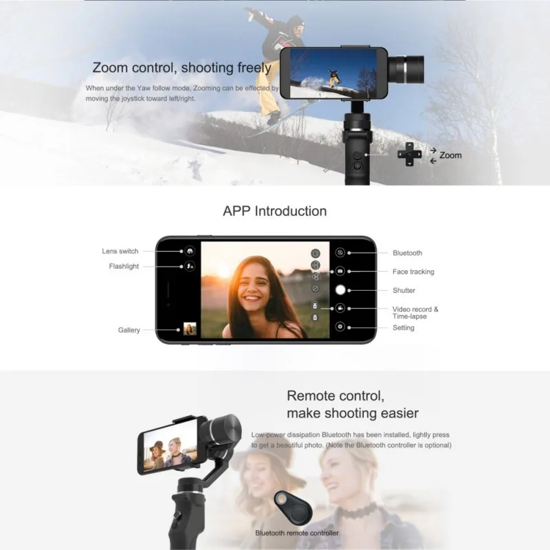 Capture 3 Axis Handheld Gimbal Stabilizer Voor Smartphone mobiele telefoon For iphone GoPro 7 6 5 s