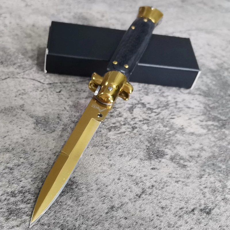 Scyzoryk Damascus Wood Handle noże taktyczne składany nóż Outdoor Self-nóż do obrony 57 HRC wysokiej twardości nóż survivalowy
