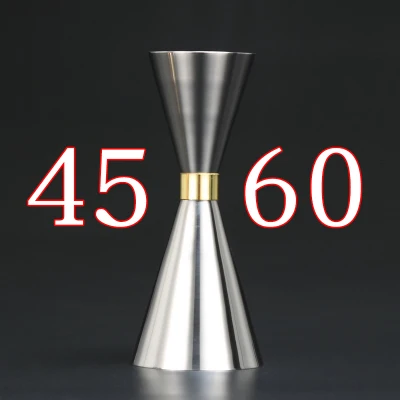 Silver 45x60ml 1 шт. тонкий двойной мерный стаканчик из нержавеющей стали для коктейлей, мерный стаканчик для ликера, мерная чашка для мартини, измерительный инструмент, бар - Цвет: Silver 45x60ml