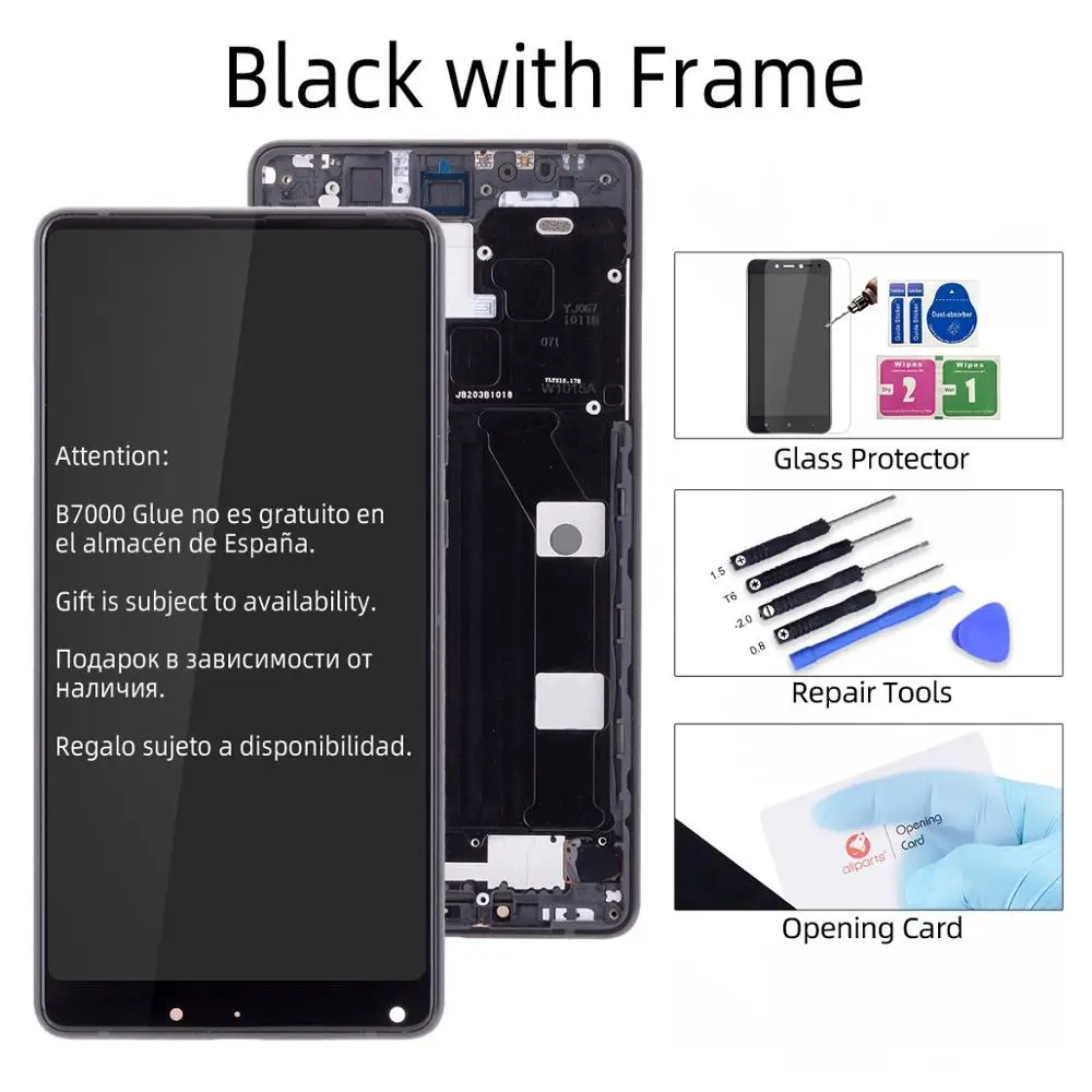 with Frame Black Сплей для XIAOMI Mi MIX 2 LCD в сборе с тачскрином на рамке 5.99'' черный белый - Цвет: with Frame Black