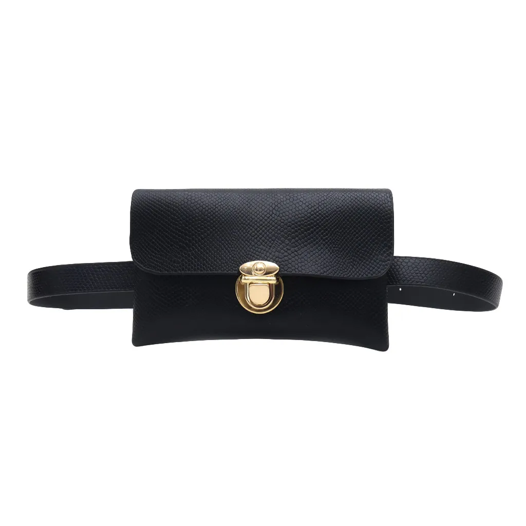 Женская поясная сумка кожаная сумка ретро змеиная винтажная сумка с карманами поперечный ремень для верхней одежды сумка нагрудная сумка heuptas - Цвет: Черный