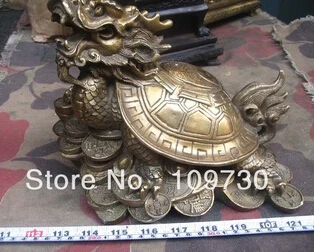 

free shipping<<< lucky Chinese handwork Bronze Fengshui Dragon Turtle Statue