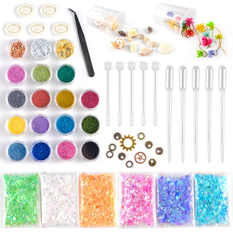 Dry Flower Shell Material Package DIY hand-made Crystal Drop Mold Jewelry Accessories Shell Paper For UV Resin Kit Set