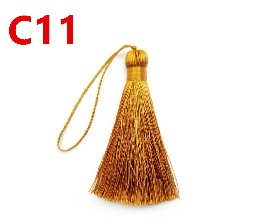 11 Gold Color 2 шт. 8 см шелковая кисточка бахрома щетка для занавесок DIY ремесло кисточки отделка серьги Кулон Ювелирные изделия Поиск DIY свадебный домашний декор аксессуар - Цвет: 11 Gold Color