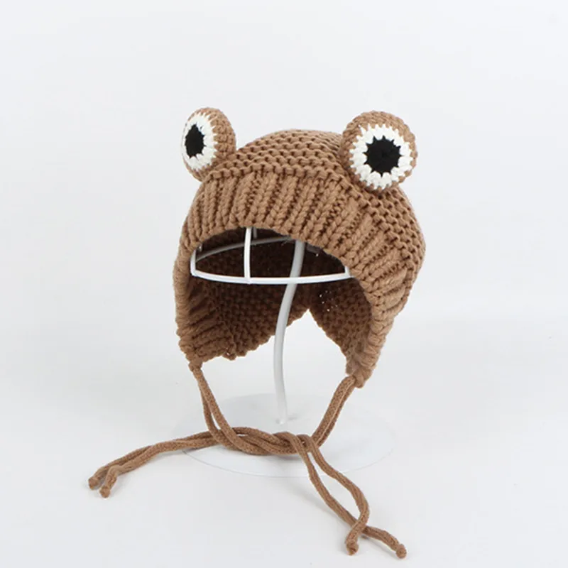 Knitted Hat Knitted Cap Knitted Beanie Skullies Beanies Winter Hat Solid Color Cartoon Frog Knitted Hat Winter Warm Hat Skullies Cap Beanie For Kid Boy And Girl 75