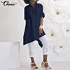 2022 Celmia Women Fashion Blouses Casual Autumn Long Sleeve Asymmetrical Tops Long Shirts Buttons Loose Blusas Mujer Plus Size 7 ► Photo 3/6