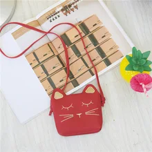 Fashion Children's Cute Cartoon Messenger Bags Baby Girls Cat Mini Coin Purse Matte Leather Kids Small Shoulder Crossbosy Bag