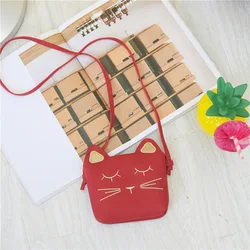 Fashion Children's Cute Cartoon Messenger Bags Baby Girls Cat Mini Coin Purse Matte Leather Kids Small Shoulder Crossbosy Bag