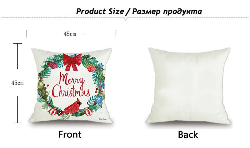 Merry Christmas Decorations Cushion Cover 2020 Neol Xmas Ornaments Gifts Letter Wreath Print Velvet Pillowcase Throw Pillow Case K236-7