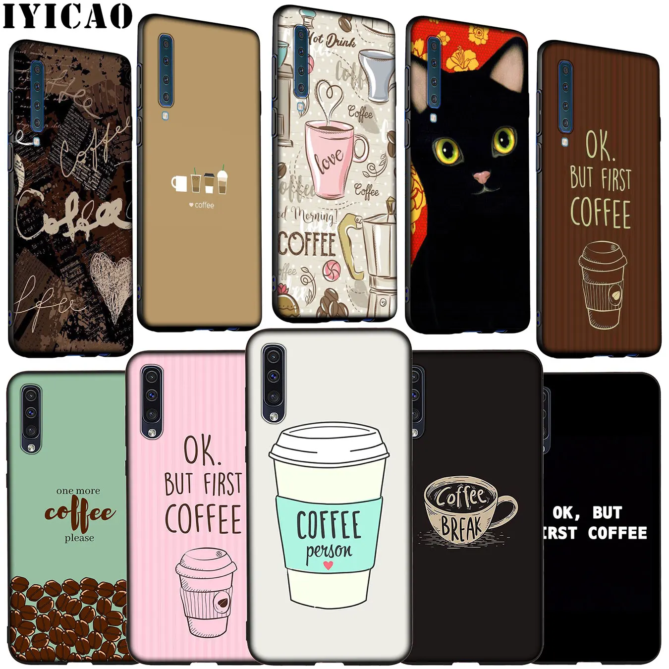 IYICAO book Time for coffee Cat Soft Silicone Case Samsung Galaxy A70 A60 A50 A40 A30 A20 A10 M10 M20 M30 M40 A20E Cover |