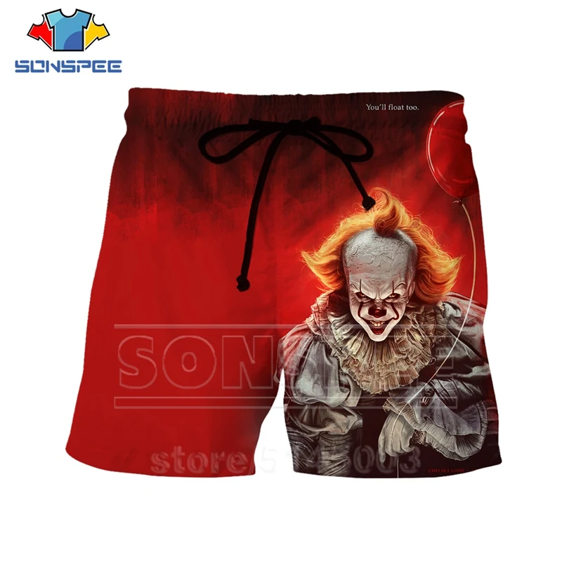 It Chapter шорты для мужчин и женщин, модные, 3D принт, Pennywise, пляжные, хип-хоп, уличные, спортивные, для фитнеса, свободные, эластичные штаны, C063-8 - Цвет: 8