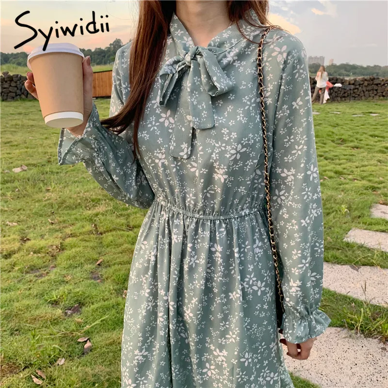 Платье для дня рождения Syiwidii шифоновое платье с длинным рукавом эластичным
