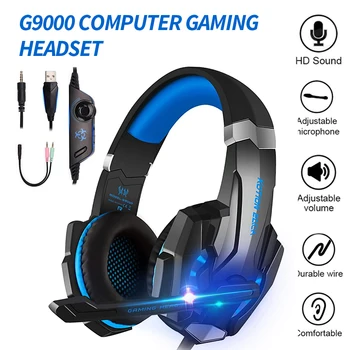 

G9000 Game Headphone Omnidirectional Microphone LED Light USB+3.5mm 4Pin Jack Headset with 2.1m Cable for PC/Computer/Sony PS4