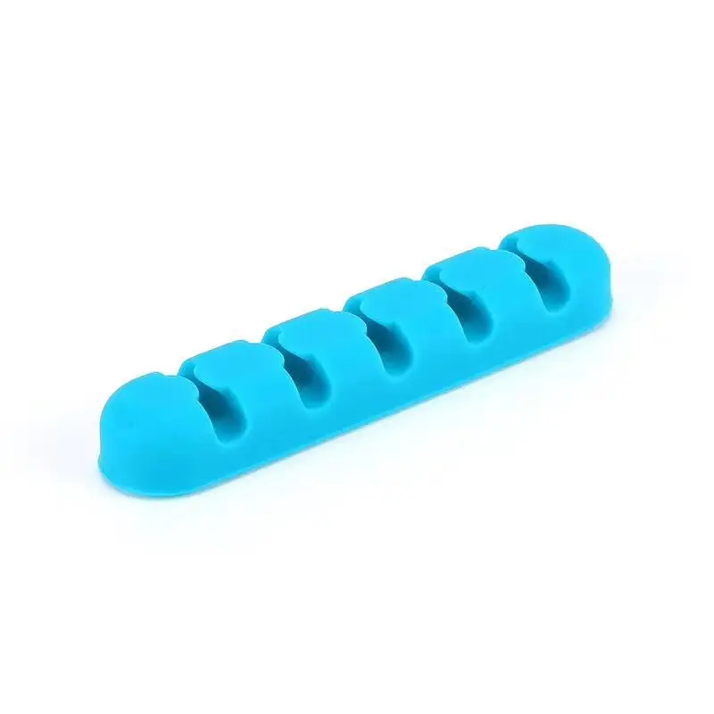 Egeedigi силиконовый usb-кабель Winder Настольный Кабель Tidy управление универсальные прищепки держатель для кабеля для мыши наушников провода - Цвет: Blue