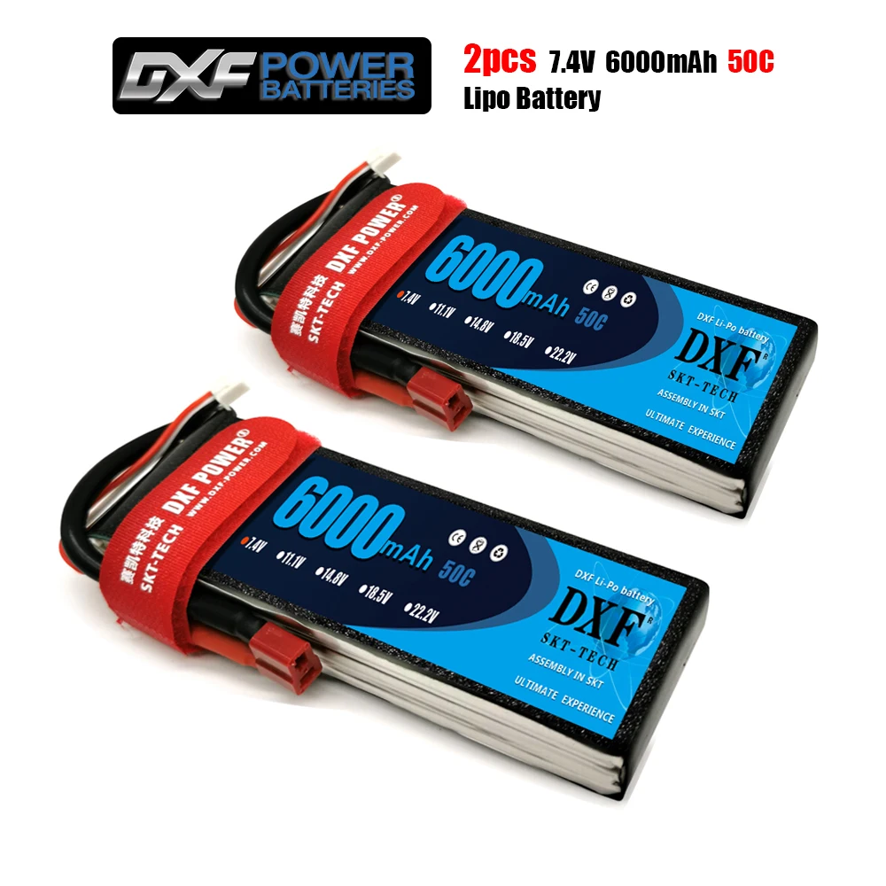 Литий полимерный аккумулятор DXF 2S 7 4 в 6000 мАч 50C 100C XT60 T Deans XT90 EC5 для гоночных FPV