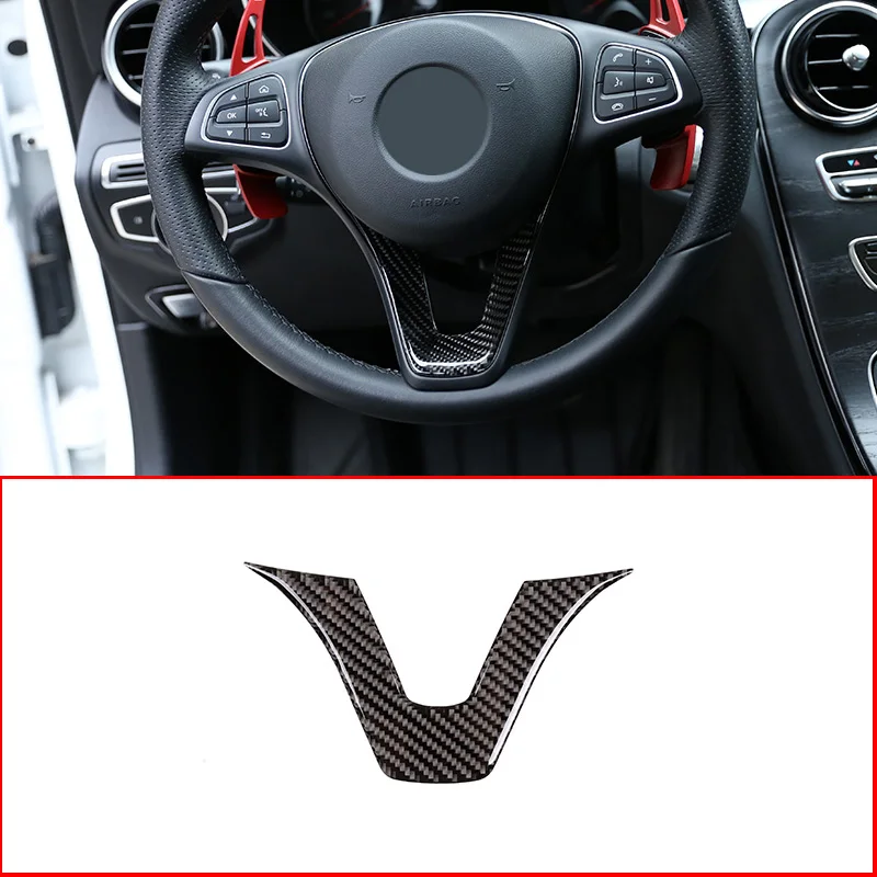 

Soft Carbon Fiber For Mercedes Benz GLC C Class W205 X253 2015-2019 Car Steering Wheel U Shape Stickers Accessories