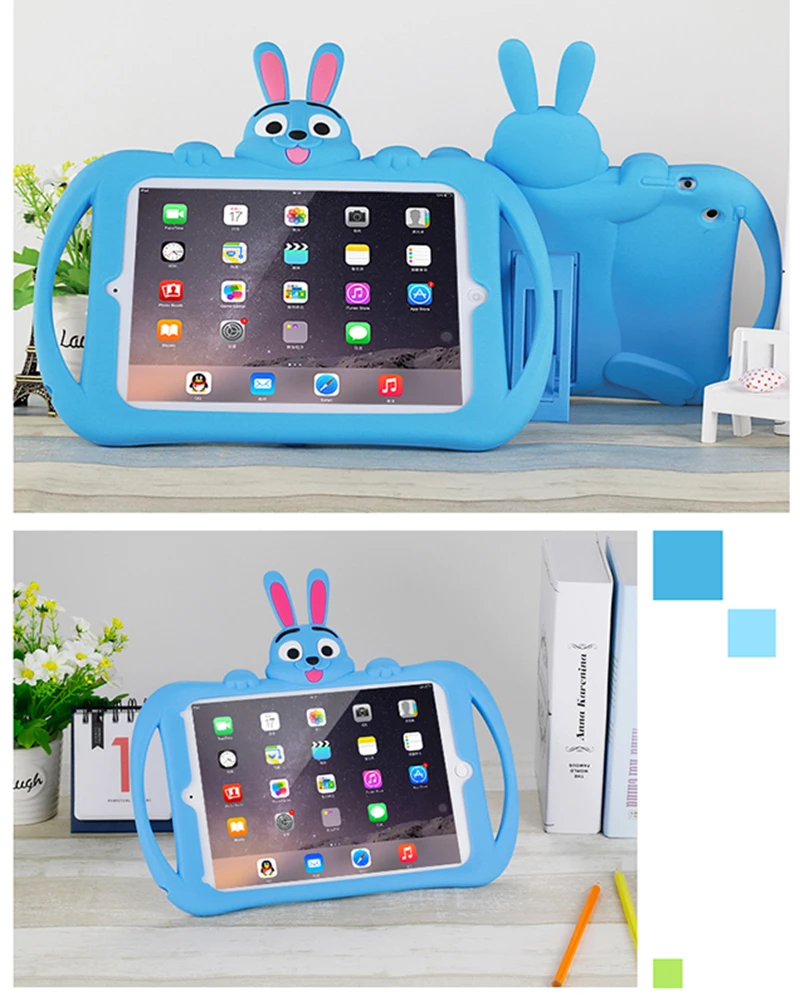 Силиконовый чехол для iPad air 2, 9,7 дюймов,,, детская подставка с милым Кроликом, чехол для планшета для iPad mini 2, 3, 4, 5, чехол