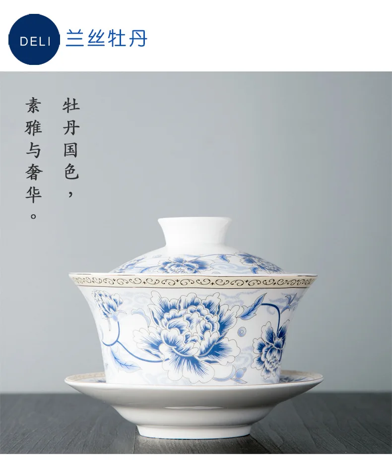 Azul e Branco Cerâmica Teaware, Overglaze Xícara