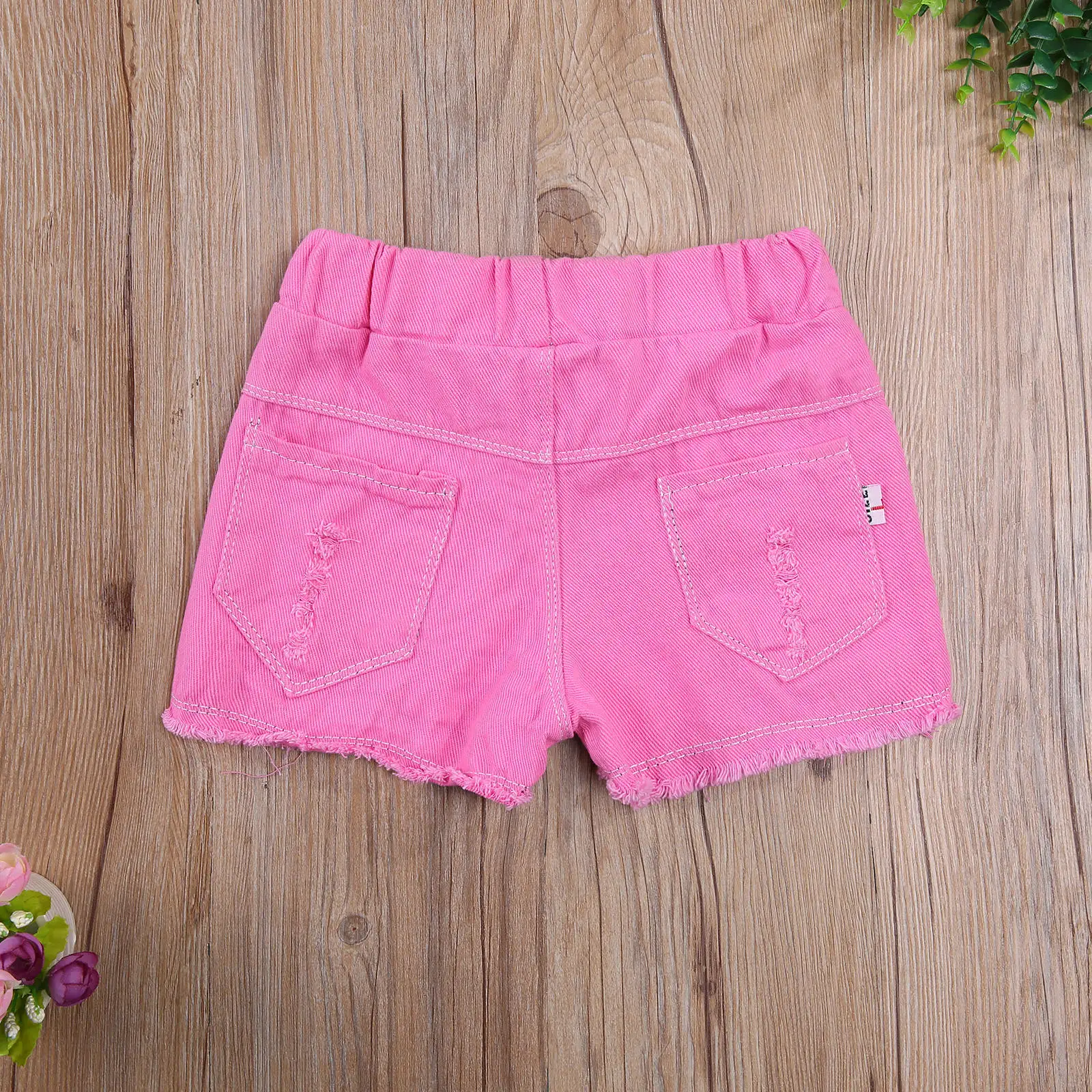 2-8y Summer Toddler Kids Baby Girl Denim Shorts Girls Solid Color High Elastic Waist Ripped Jeans Short Pants for Children kids shorts