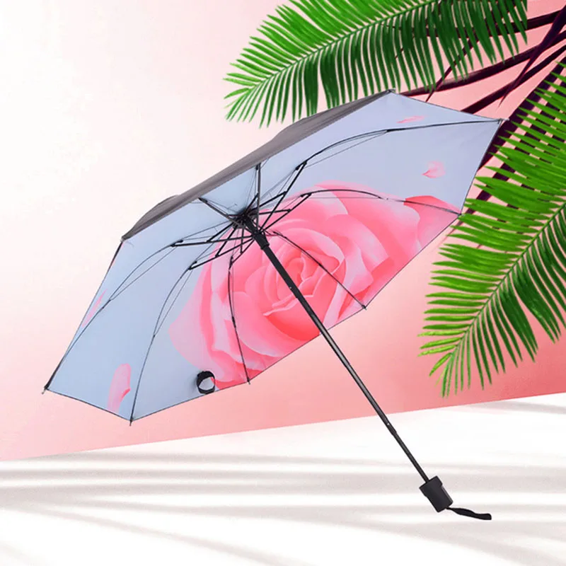 

YADA Brand Large Pink Flower Umbrella For Women Folding Princess Floral Umbrellas Waterproof Umbrella Parasol Parapluie YS200039