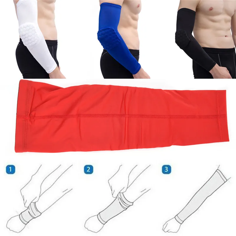 

S/m/l/xl Size Elastic Long Sleeve Braces Support Basketball Shooting Elbow Arm Warmers Pad Men Honeycomb Anti-collision Braces