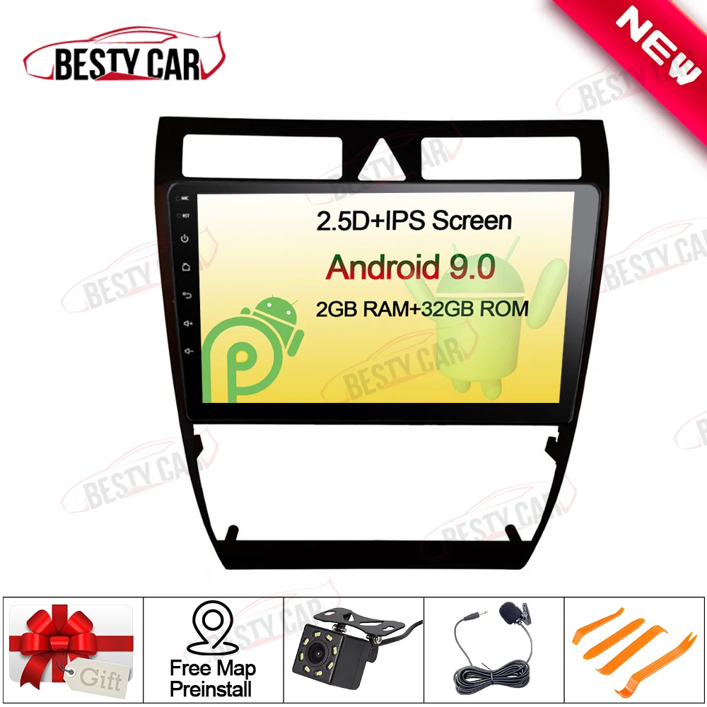 

9" Android 9.0 Car Multimedia Player Stereo Radio GPS for Audi A6 S6 RS6 Allroad 1997~2004 Navigation 2.5D+IPS Bluetooth WIFI