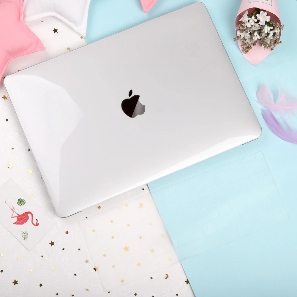 Жесткий Чехол для ноутбука+ кожный чехол для клавиатуры Apple MacBook Air 13 A1466 A1369 для нового Pro 13 15 Touch Bar A2159 A1990 A1932 - Цвет: Crystal Clear