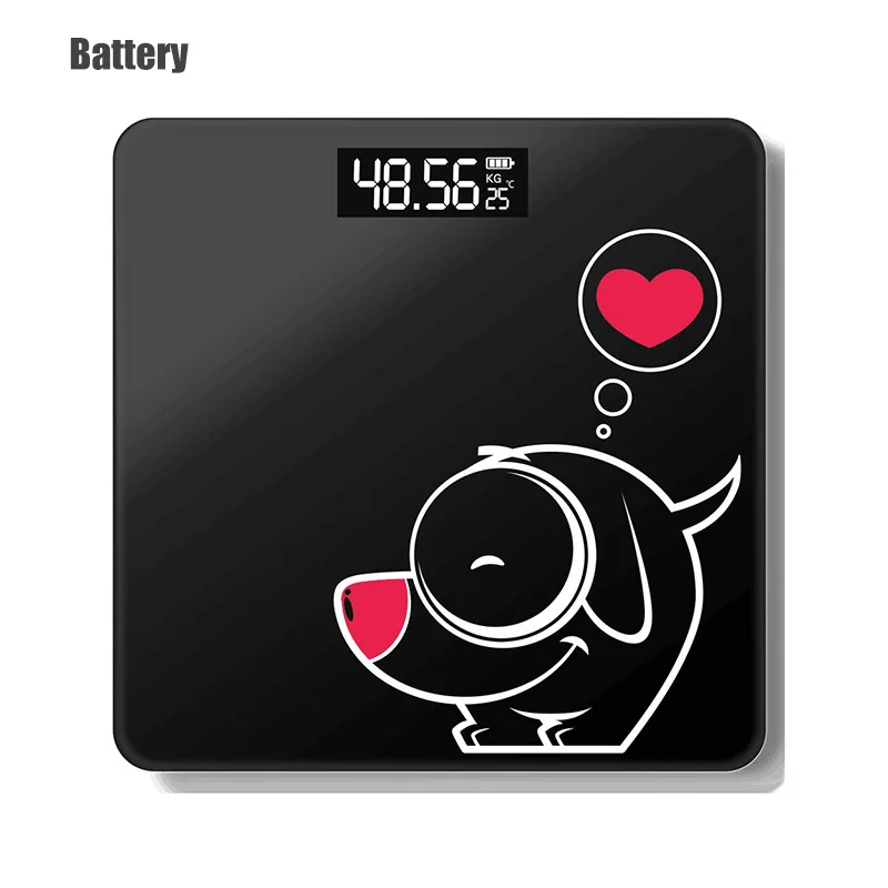 battery PuppyBlack Напольные весы для ванной электронные для взвешивания тела умные бытовые электронные цифровые тяжелые весы ЖК-дисплей - Цвет: battery PuppyBlack