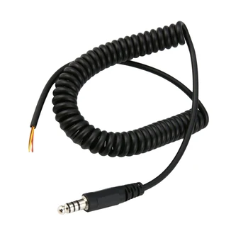 

Line Coiled Cord Plastic Aviation headphone Replacement Cable Practical
