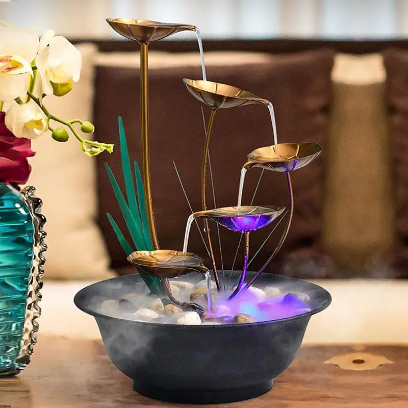 

European Style Indoor Water Fountains Resin Crafts Gifts Feng Shui Wheel Desktop Water Fountain For Home Office Teahouse Decor