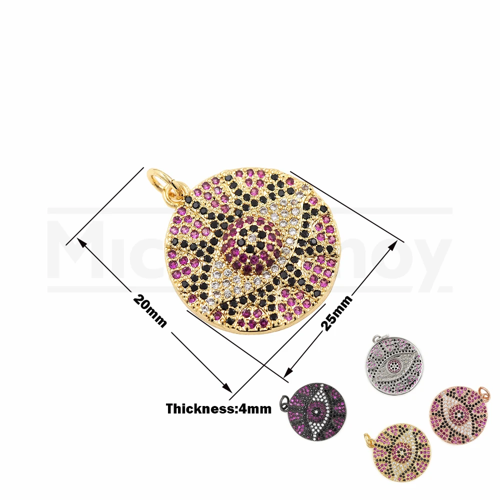 

Cubic Zirconia Evil Eye Pendant Religious Charm DIY Jewelry Bracelet Necklace Making Accessories 25x20x4 mm