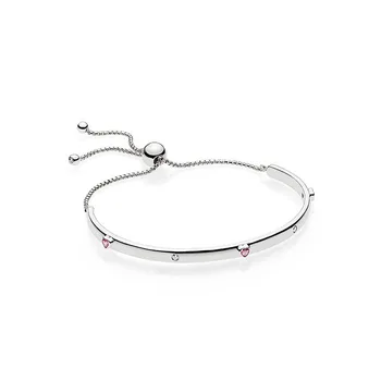 

Newest S925 Sterling silver Sliding clasp retro Romantic Adjust Gemstone Bangles Fit original charm Women Bracelets Jewelry gift