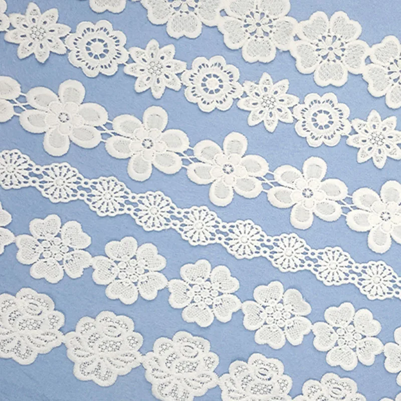 

100yards/lot Multi options White Flower Embroidery Lace Ribbon Fabric For Sew DIY Handmade Materials Accessories High Quality
