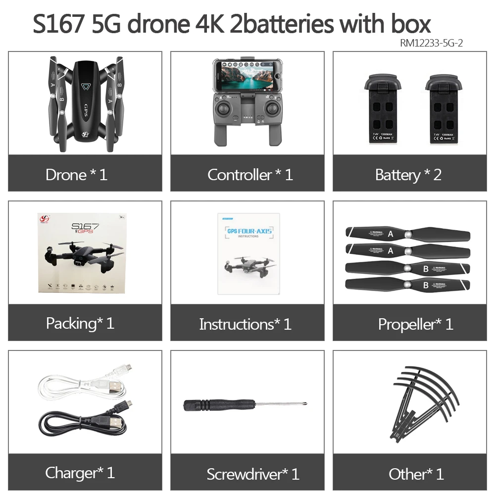 Мини-Дрон CSJ S167 складной Радиоуправляемый Дрон gps с камерой 4K 5G wifi FPV Дрон пульт дистанционного управления игрушка Радиоуправляемый квадрокоптер вертолет игрушки - Цвет: 5G 2B Original Box