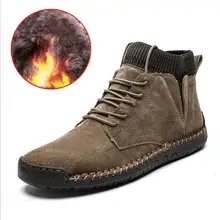Г. Зимние мужские ботинки мужские Ботильоны Нескользящие зимние ботинки мужская водонепроницаемая обувь на меху со шнуровкой, мужская повседневная обувь размер 38-48