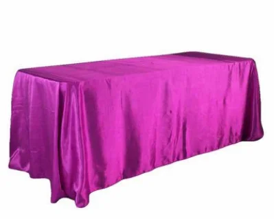 145x320cm White/Black Tablecloths Table Cover Rectangular Satin Tablecloth for Wedding Birthday Party Hotel Banquet Decoration - Color: purple red
