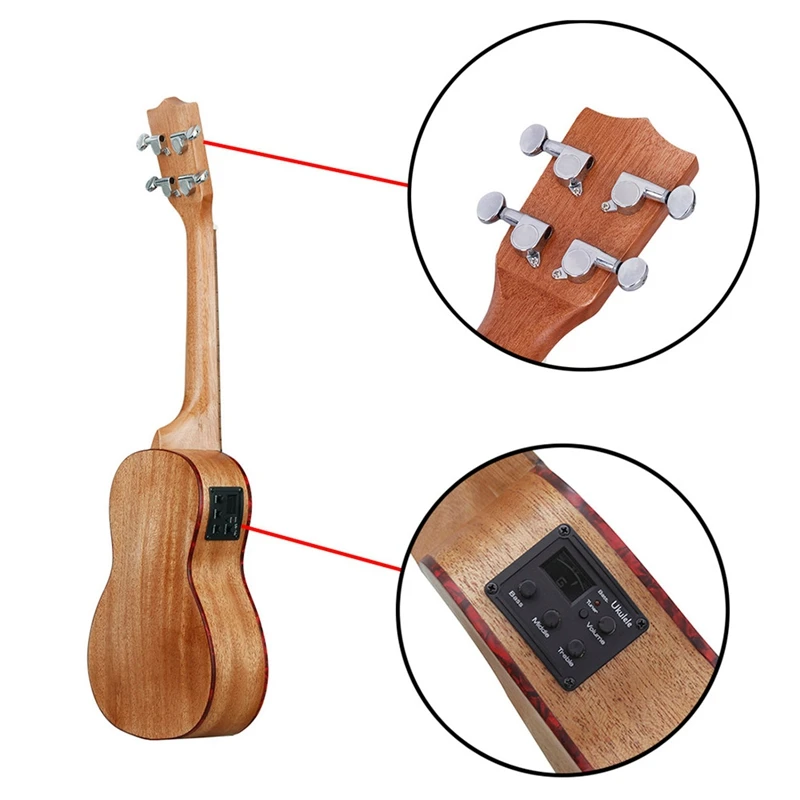 Irin 24 дюймов укулеле Ukelele uke комплект Дерево Сапеле с ЖК-эквалайзером, включая сумку для переноски Капо струны ремень для очистки пальцев maraca Cl