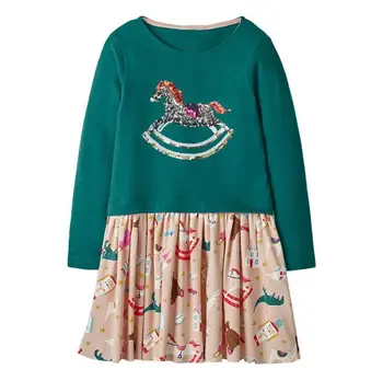 

New Cotton Kids Baby Girls Clothes Princess Dress Long Sleeve Autumn Spring Patchwork Party Dress Girl