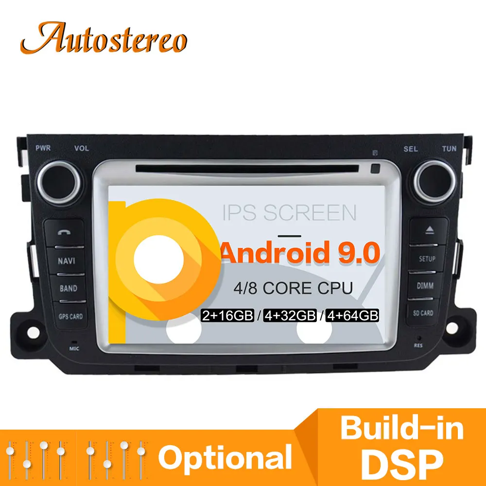 Android 9,0 DSP 64GB Автомобильный dvd-плеер gps навигация для Benz Smart 2010- автомобильное радио головное устройство мультимедийный проигрыватель с функцией записи