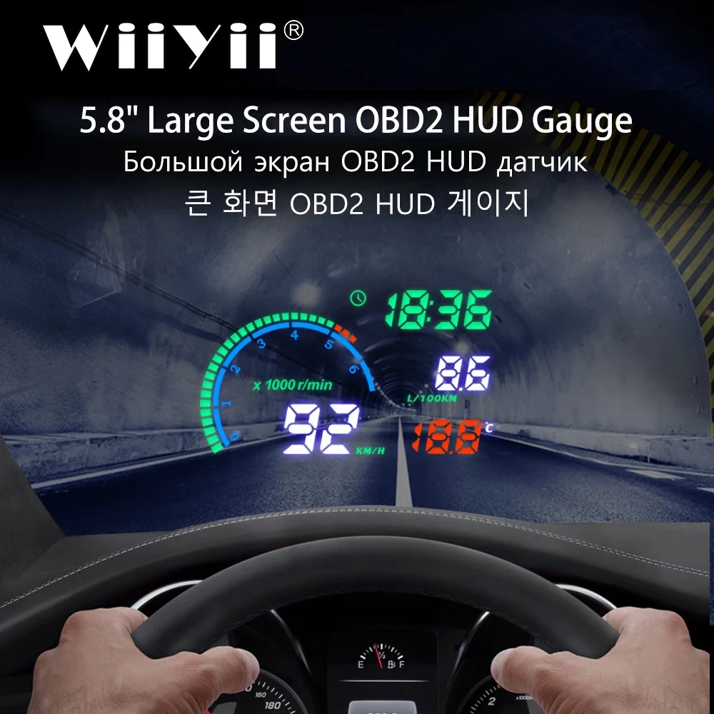 New i9 HUD Head Up display Auto HUD OBD2 Car Speed Projector KMH MPH Speedometer Car Detector Oil Consumption Alarm