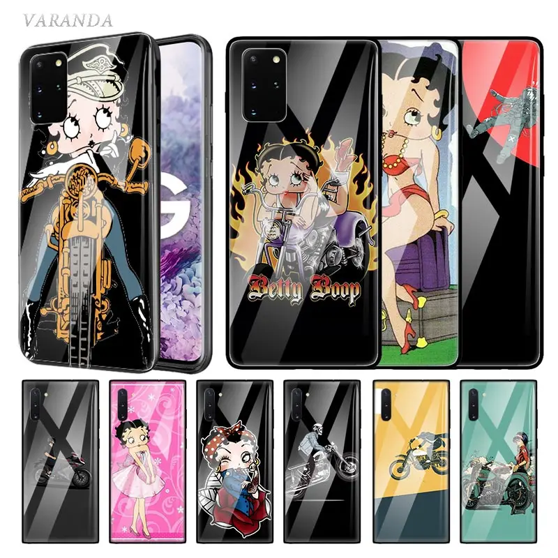 

Betty Boop Motorcycle Glass Case For Samsung Galaxy S10 S20 Ultra 5G S10e S9 S8 Plus Note 8 9 10 Lite Phone Tampa Fall