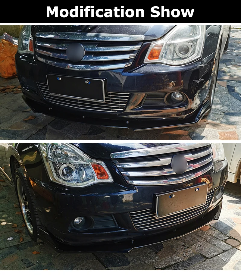 Sylphy 3 шт. ABS черный передний бампер для губ Лопата диффузор протектор спойлер Накладка для Nissan Sylphy 2009