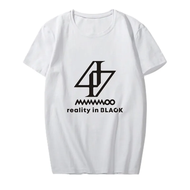 MAMAMOO альбом реалити в черном o-образным вырезом короткий рукав Футболка Kpop унисекс свободные футболки PT1172 - Цвет: Белый