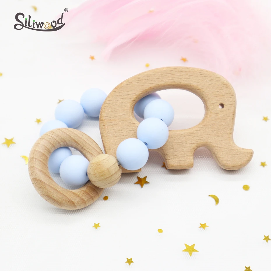 wooden silicone teether