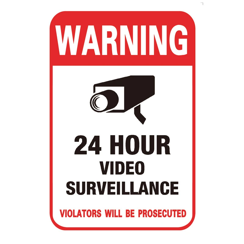 Warning These Premises Protected 24 Hour Video CCTV Safety Sign Sticker 145x100